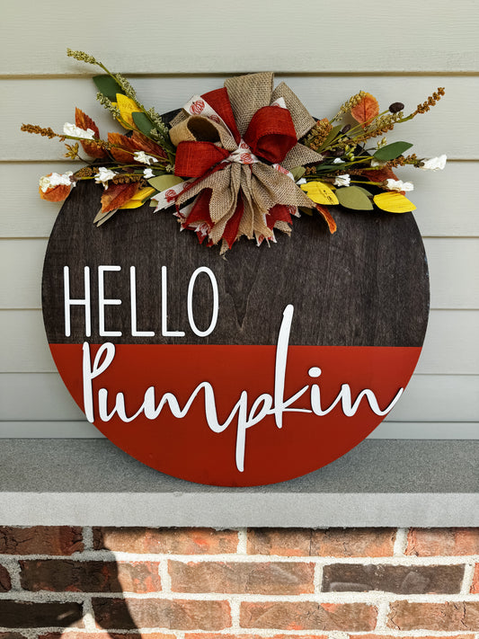 Hello Pumpkin Large Door Sign