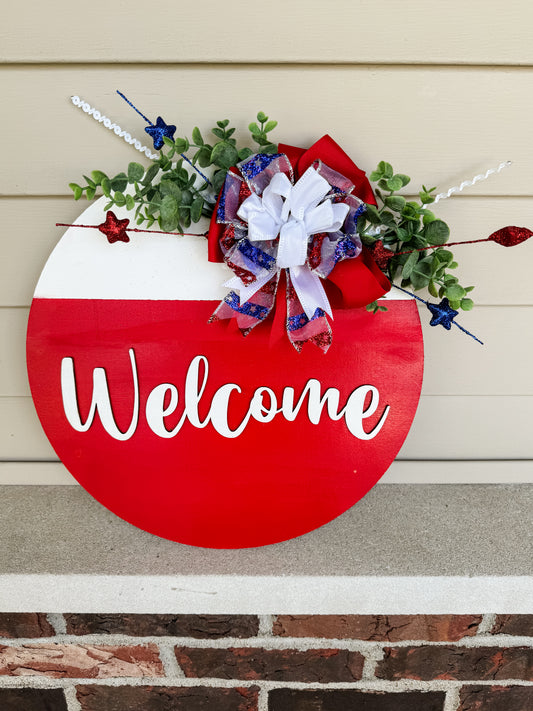 Red, White, & Blue Welcome Door Hanger